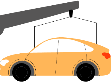 Ilustración de coche siendo transportado por grúa